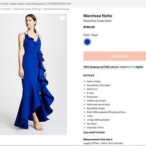 Marchesa Notte Sleeveless Crepe Gown